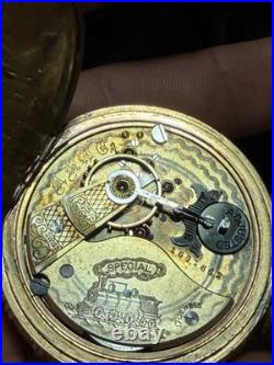 Antique N. H. W. Co Special Pocket Watch 17 Jewel Swiss Mvmt Hunter Case Train Dial