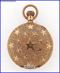 Antique N. Robert Fancy Star Engraved Hunting Case Pocket Watch Working