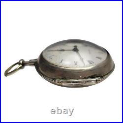 Antique Norton London Verge Fusee Sterling Silver Pair Case Pocket Watch AS-IS