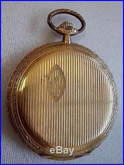 Antique Omega 18k Solid Gold Engraved Case Pocket Watch 78,4 Grams