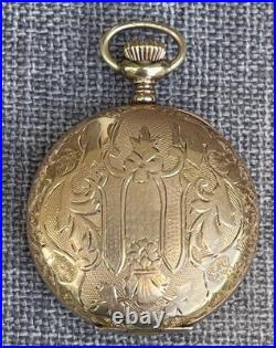 Antique Omega Gold Filled 15j Pocket Watch Ornate Full Hunter Case Runs