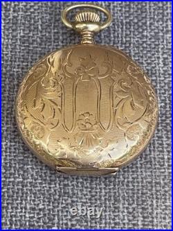 Antique Omega Gold Filled 15j Pocket Watch Ornate Full Hunter Case Runs