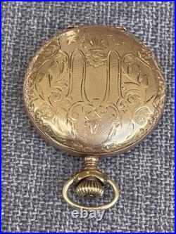 Antique Omega Gold Filled 15j Pocket Watch Ornate Full Hunter Case Runs