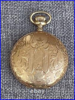 Antique Omega Gold Filled 15j Pocket Watch Ornate Full Hunter Case Runs