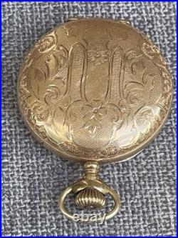 Antique Omega Gold Filled 15j Pocket Watch Ornate Full Hunter Case Runs