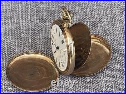 Antique Omega Gold Filled 15j Pocket Watch Ornate Full Hunter Case Runs