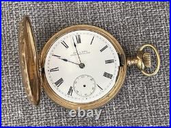 Antique Omega Gold Filled 15j Pocket Watch Ornate Full Hunter Case Runs