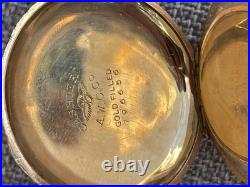 Antique Omega Gold Filled 15j Pocket Watch Ornate Full Hunter Case Runs