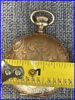 Antique Omega Gold Filled 15j Pocket Watch Ornate Full Hunter Case Runs