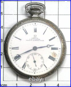 Antique Omega Pocket Watch Nickle Case C F Clare 1920's Runs