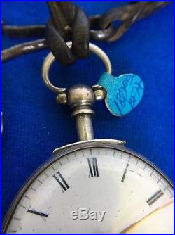 Antique Open Face Pocket Watch Unusual Case Silver Heavy Verge Fusee