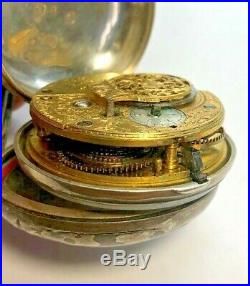 Antique Pair Cased Verge Pocket Watch Jn Hatton London Sterling Silver