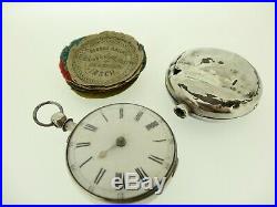 Antique Pair Cased Verge Pocket Watch Jn Hatton London Sterling Silver