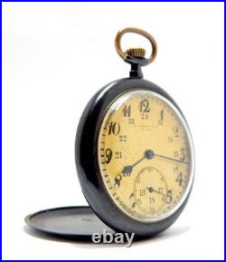 Antique Pocket Movado 15 Jewels Open Face Case Steel Circa 1950 Working