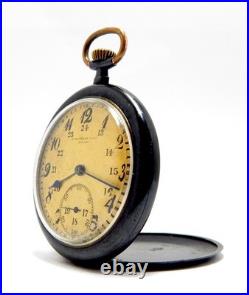 Antique Pocket Movado 15 Jewels Open Face Case Steel Circa 1950 Working