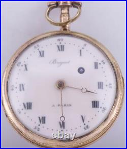 Antique Pocket Watch Breguet a Paris Verge Fusee Hand Painted Enamel Case c1800s