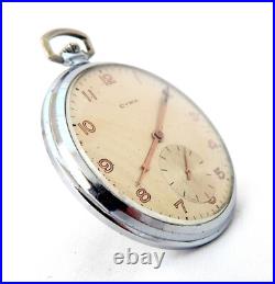 Antique Pocket Watch CYMA 15 Jewels Open Face Case Steel 48mm Circa 1920 Working