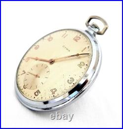 Antique Pocket Watch CYMA 15 Jewels Open Face Case Steel 48mm Circa 1920 Working