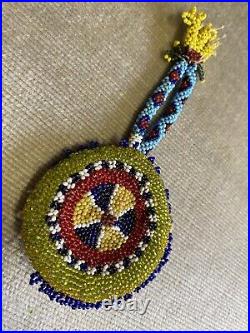Antique Pocket Watch Case Glass Beaded Pouch Bag Purse Native Beads 19th Century