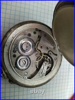 Antique Pocket Watch DOXA Swiss 70mm Silver-Plated Case