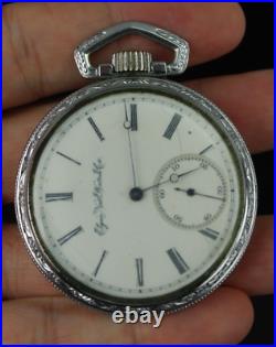 Antique Pocket Watch Elgin DEFIANCE case 16s 15j 1890 NEVER ENGRAVED MONOGRAM