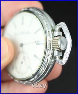 Antique Pocket Watch Elgin DEFIANCE case 16s 15j 1890 NEVER ENGRAVED MONOGRAM