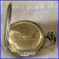 Antique Pocket Watch Escasany Open Face 1930c Case Silver 44mm FOR PART ONLY