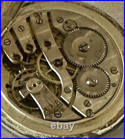 Antique Pocket Watch Escasany Open Face 1930c Case Silver 44mm FOR PART ONLY