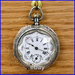 Antique Pocket Watch FAVORY GENEVE 10 Rubis Art Deco & Silver Engraved Case