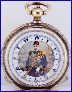Antique Pocket Watch Full Hunter Tughra Case for Ottoman Market c1900 Mehmed V