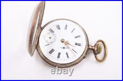 Antique Pocket Watch Halbmond und Reichskrone Coin Silver. 800 Case ticking