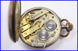 Antique Pocket Watch Halbmond und Reichskrone Coin Silver. 800 Case ticking