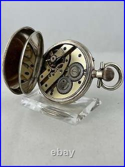 Antique Pocket Watch Hand Wound With Thick Case And Zwiebelkrone, Works