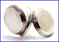 Antique Pocket Watch Hunter 15 Rubies Dial Porcelain Case Silver 50mm Working