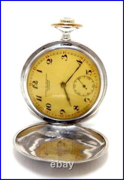 Antique Pocket Watch Hunter Dial Porcelain Case Silver 51mm Circa 1910 Working