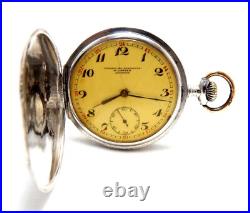 Antique Pocket Watch Hunter Dial Porcelain Case Silver 51mm Circa 1910 Working