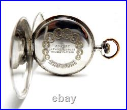 Antique Pocket Watch Hunter Dial Porcelain Case Silver 51mm Circa 1910 Working