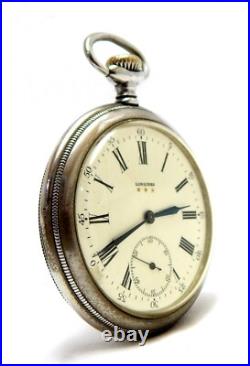 Antique Pocket Watch LONGINES Cal 19.75N Case Steel 53mm Circa 1915 Working