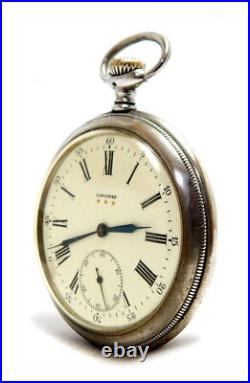 Antique Pocket Watch LONGINES Cal 19.75N Case Steel 53mm Circa 1915 Working