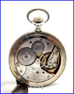 Antique Pocket Watch LONGINES Cal 19.75N Case Steel 53mm Circa 1915 Working