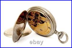 Antique Pocket Watch LONGINES Open Face Cal 18.49 Case Steel 50mm 1925c Working