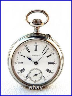 Antique Pocket Watch LONGINES Open Face Cal 18.49 Case Steel 52mm 1910c Working