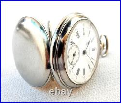 Antique Pocket Watch LONGINES Open Face Cal 18.49 Case Steel 52mm 1910c Working