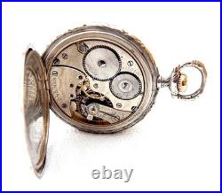 Antique Pocket Watch LONGINES Open Face Cal 18.79 Case Silver 48mm 1910c Working