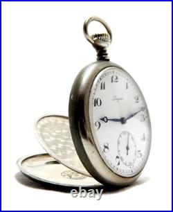 Antique Pocket Watch LONGINES Open Face Cal 19.75N Case Steel 50mm 1928c Working