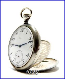 Antique Pocket Watch LONGINES Open Face Cal 19.75N Case Steel 50mm 1928c Working