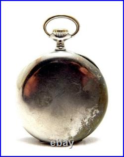 Antique Pocket Watch LONGINES Open Face Cal 19.75N Case Steel 50mm 1928c Working