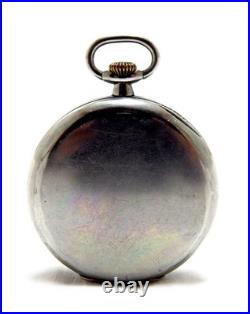 Antique Pocket Watch LONGINES Open Face Case Steel 48mm Circa 1935 Working