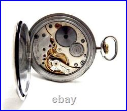 Antique Pocket Watch LONGINES Open Face Case Steel 48mm Circa 1935 Working