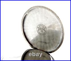 Antique Pocket Watch LONGINES Open Face Case Steel 48mm Circa 1935 Working